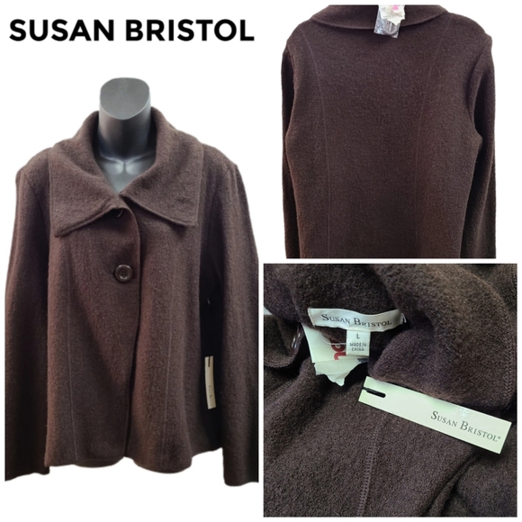 SUSAN BRISTOL DARK BROWN WOOL BLAZER BNWT - Picture 2 of 3